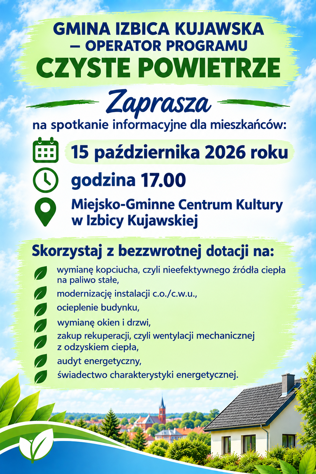 Zaproszenie na&nbsp;spotkanie informacyjne programu Czyste Powietrze