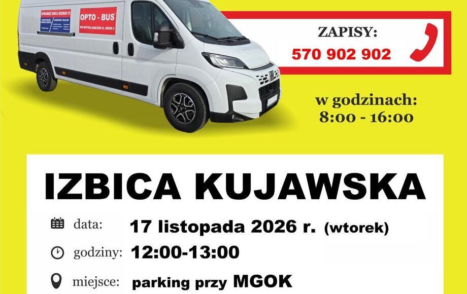 Bezpłatne badania wzroku w OPTO-BUS w Izbicy Kujawskiej
