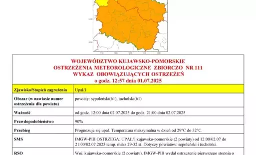 Zdjęcie do OSTRZEŻENIA METEOROLOGICZNE