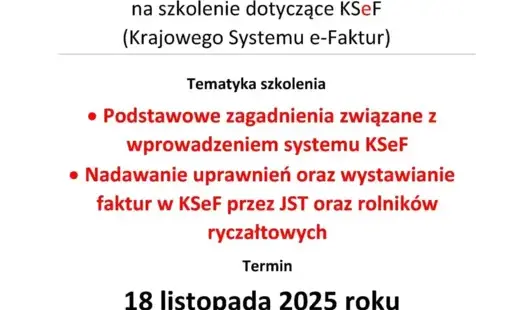 Zdjęcie do  Szkolenie KSeF dla przedsiębiorc&oacute;w - 18.11.2025 r.